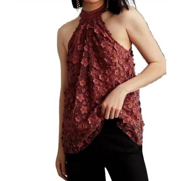 NEW EVA FRANCO floral halter top in red - Picture 1 of 5